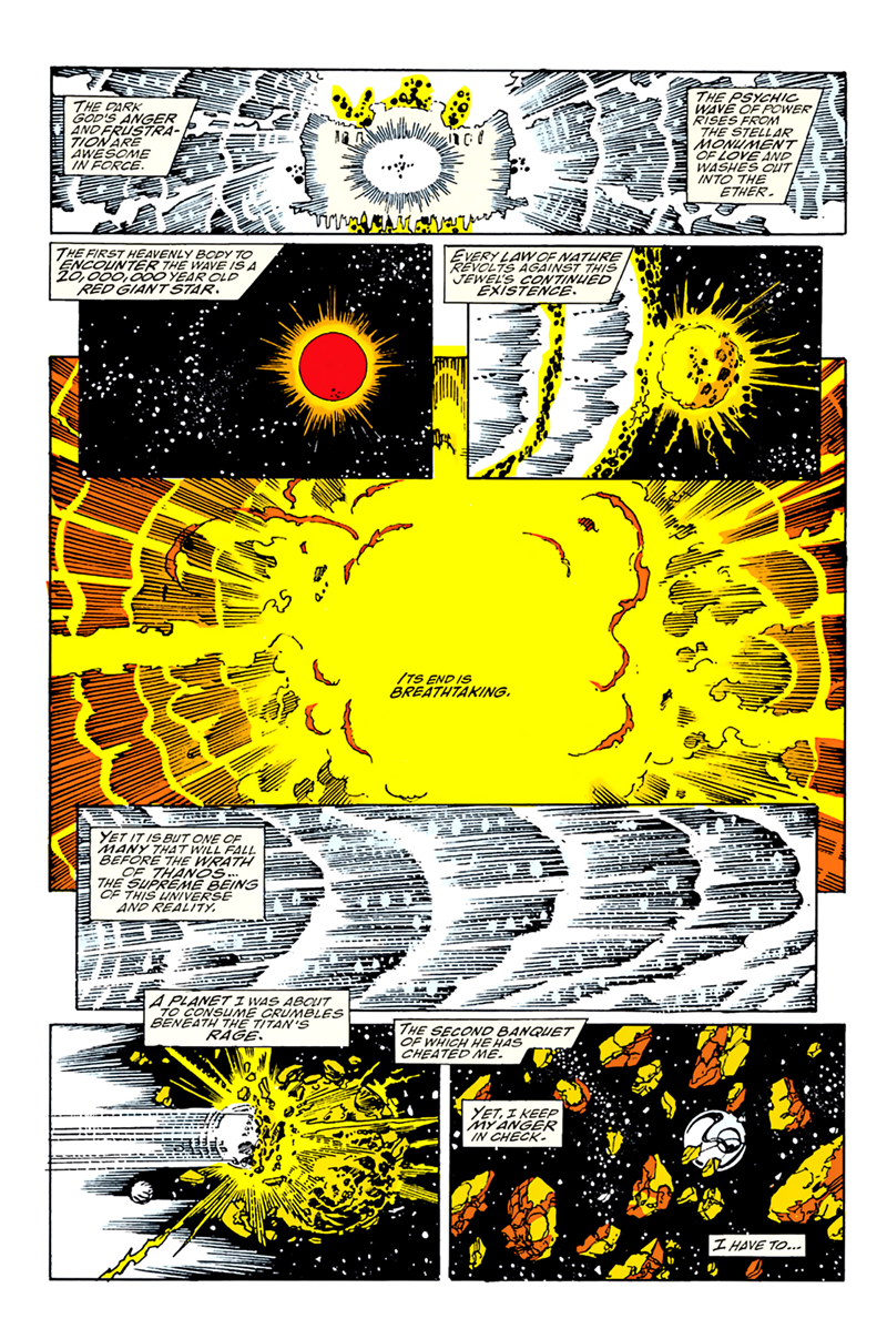 Galactus witnesses the Titan’s fury in Infinity Gauntlet #2.